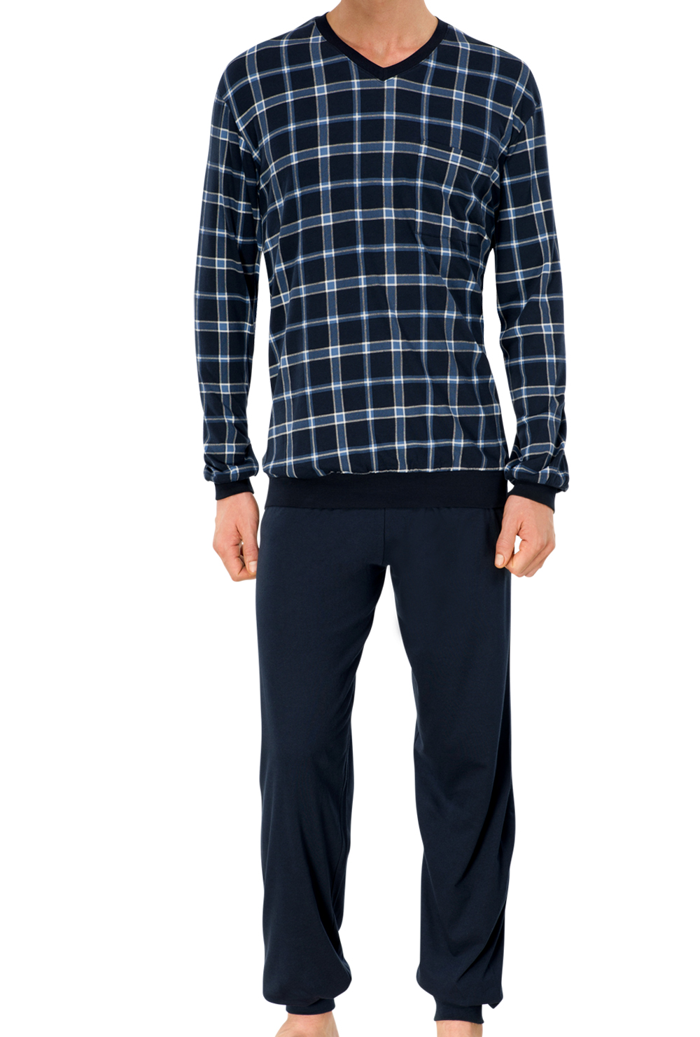 Schiesser pyjama, blauw witte ruit