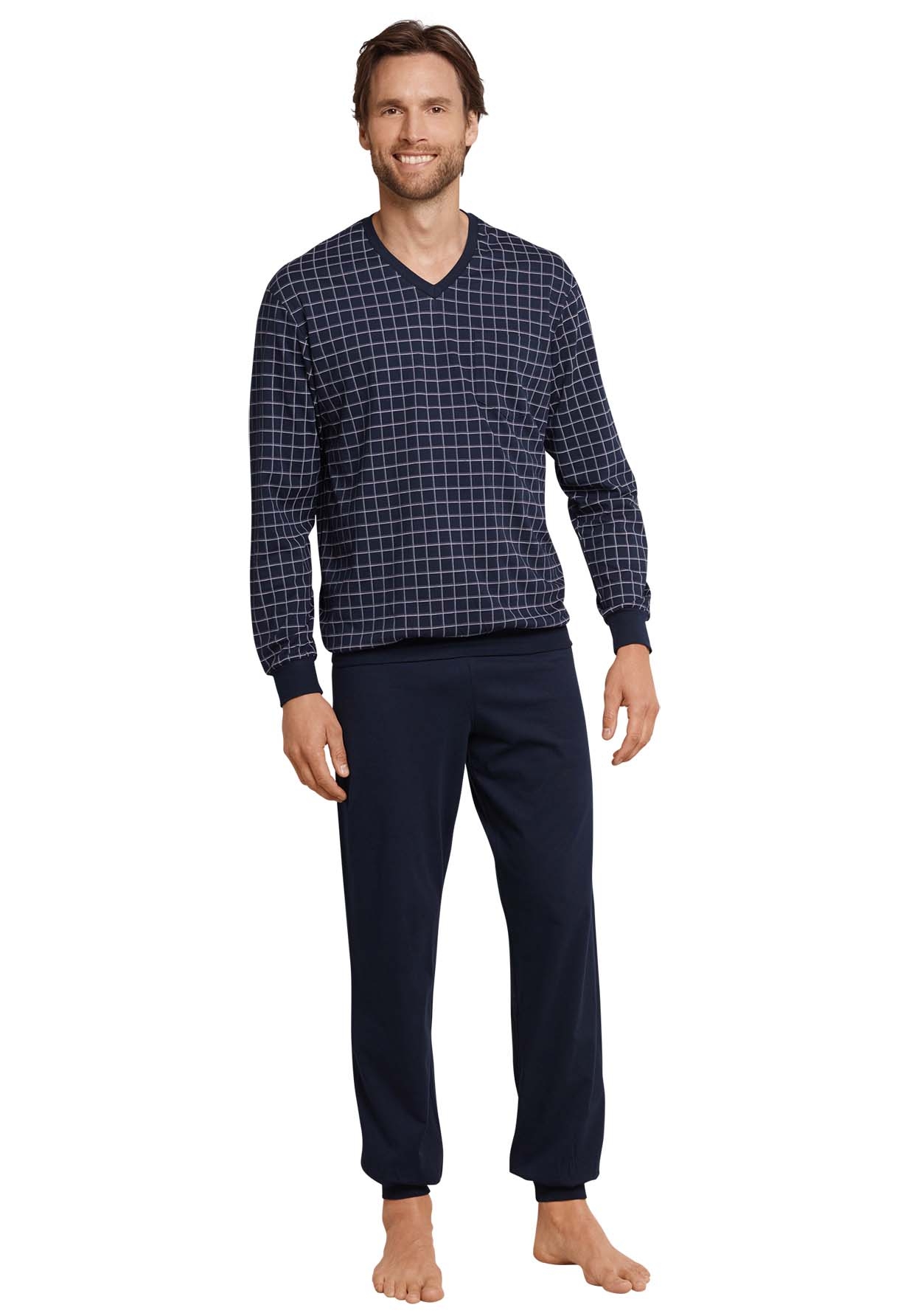 Schiesser, pyjama blauwe ruit