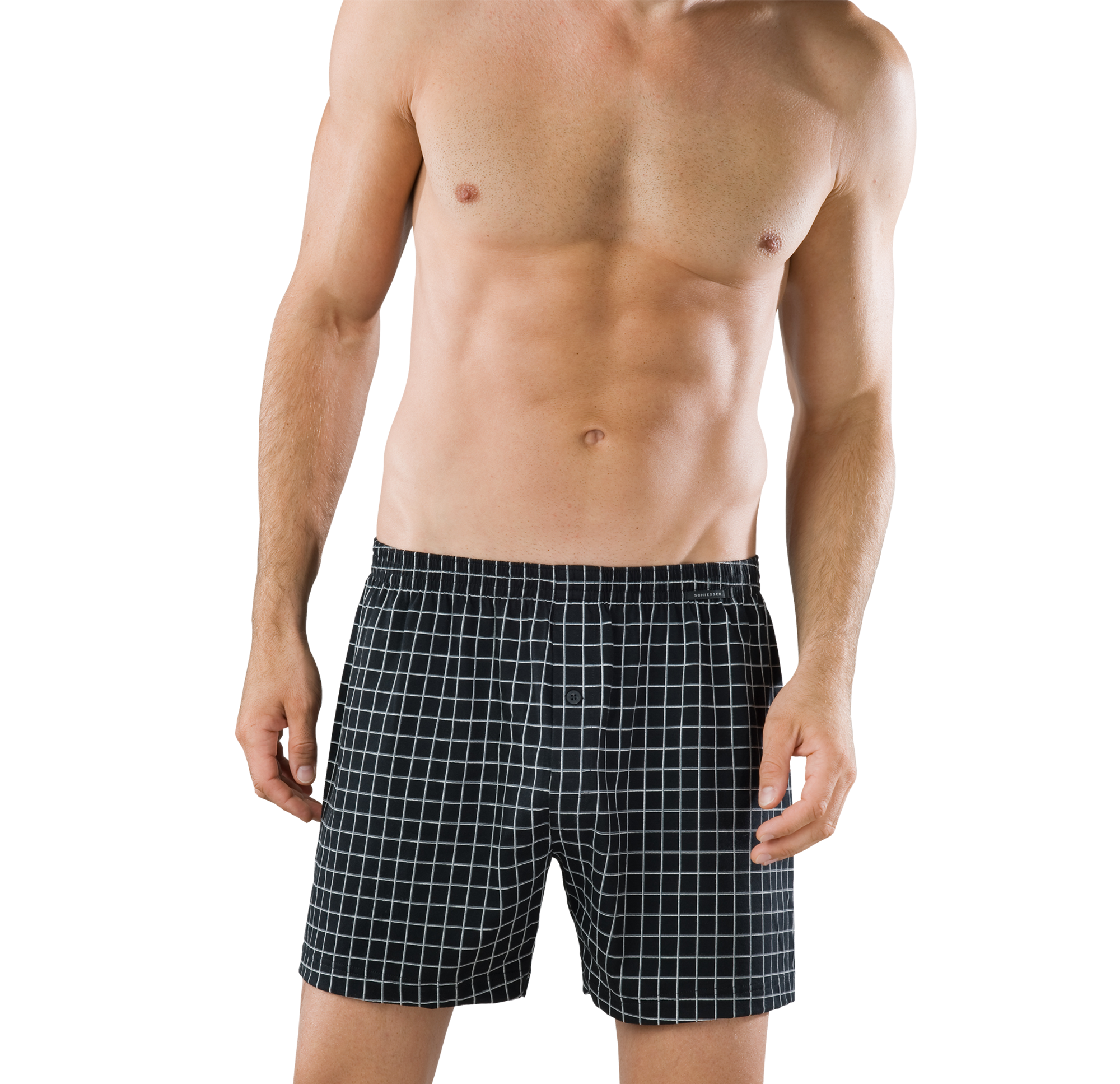 Schiesser boxershort wijd, zwart witte ruit
